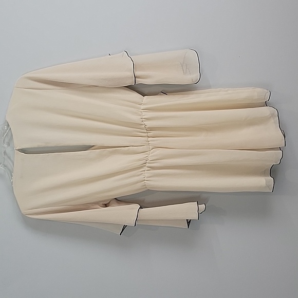 Zara short frilled ruffle chiffon jumpsuit romper / cream & black - Picture 10 of 12